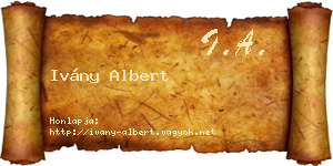 Ivány Albert névjegykártya